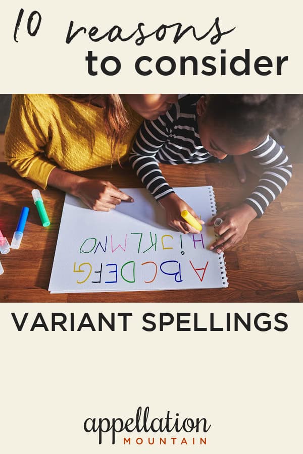 girl writing her letters with mom; variant spellings of baby names