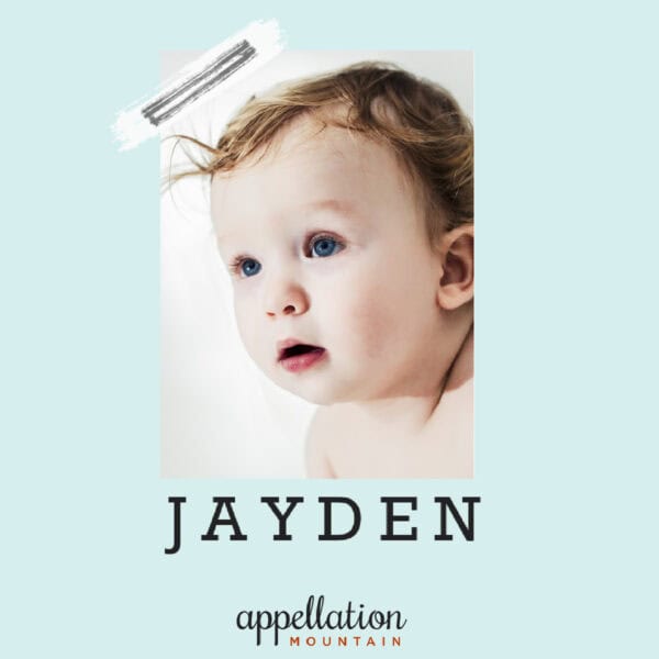 baby boy with light brown hair and blue eyes; baby name Jayden