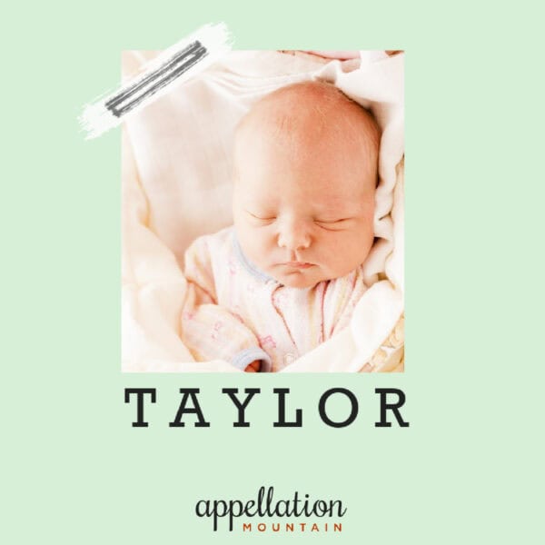 newborn baby sleeping in off white outfit wrapped in off white blanket; baby name Taylor