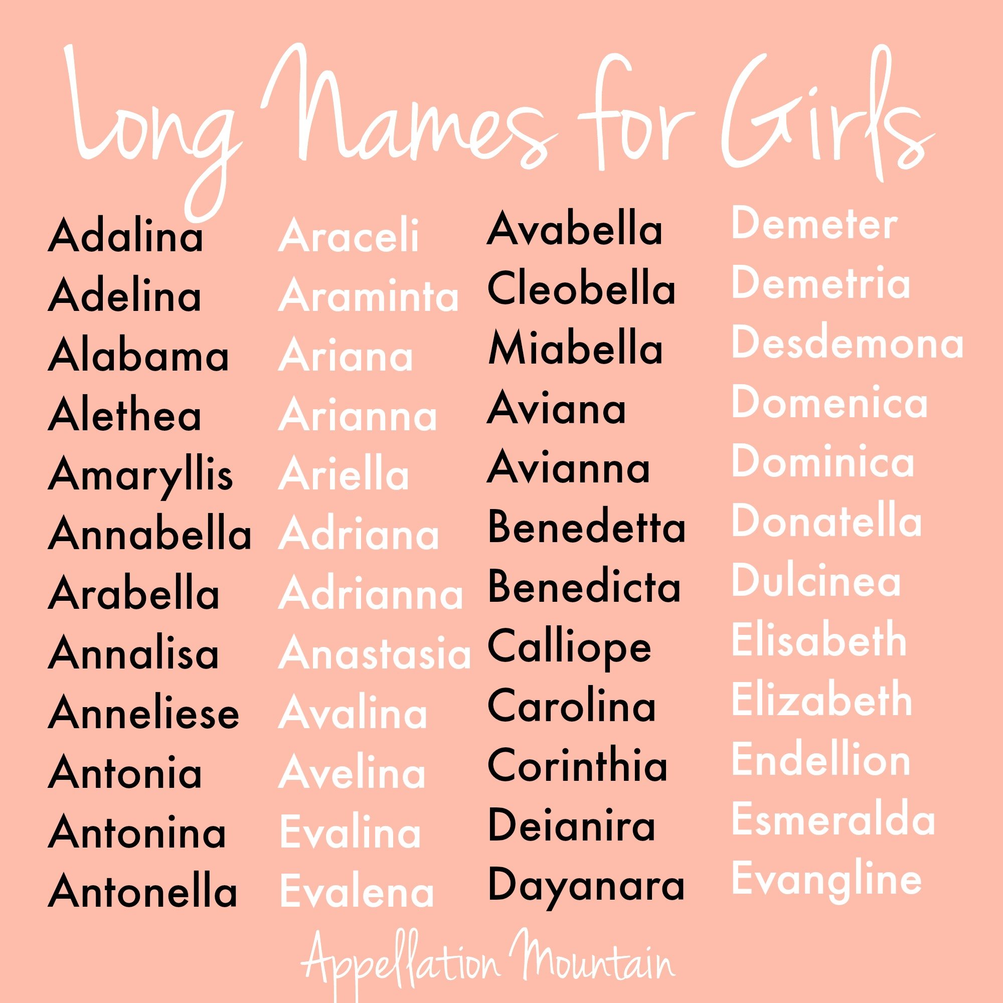 Long Names for Girls: Elizabella and Anneliese ...