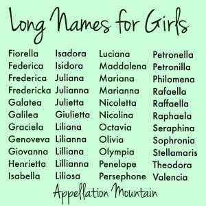 Long Names for Girls: Elizabella and Anneliese - Appellation Mountain