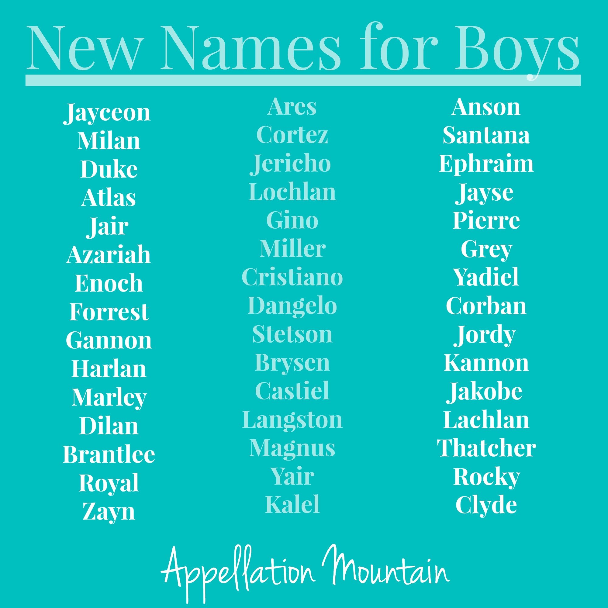 Look Back At 2013 New Names For Boys Appellation Mountain