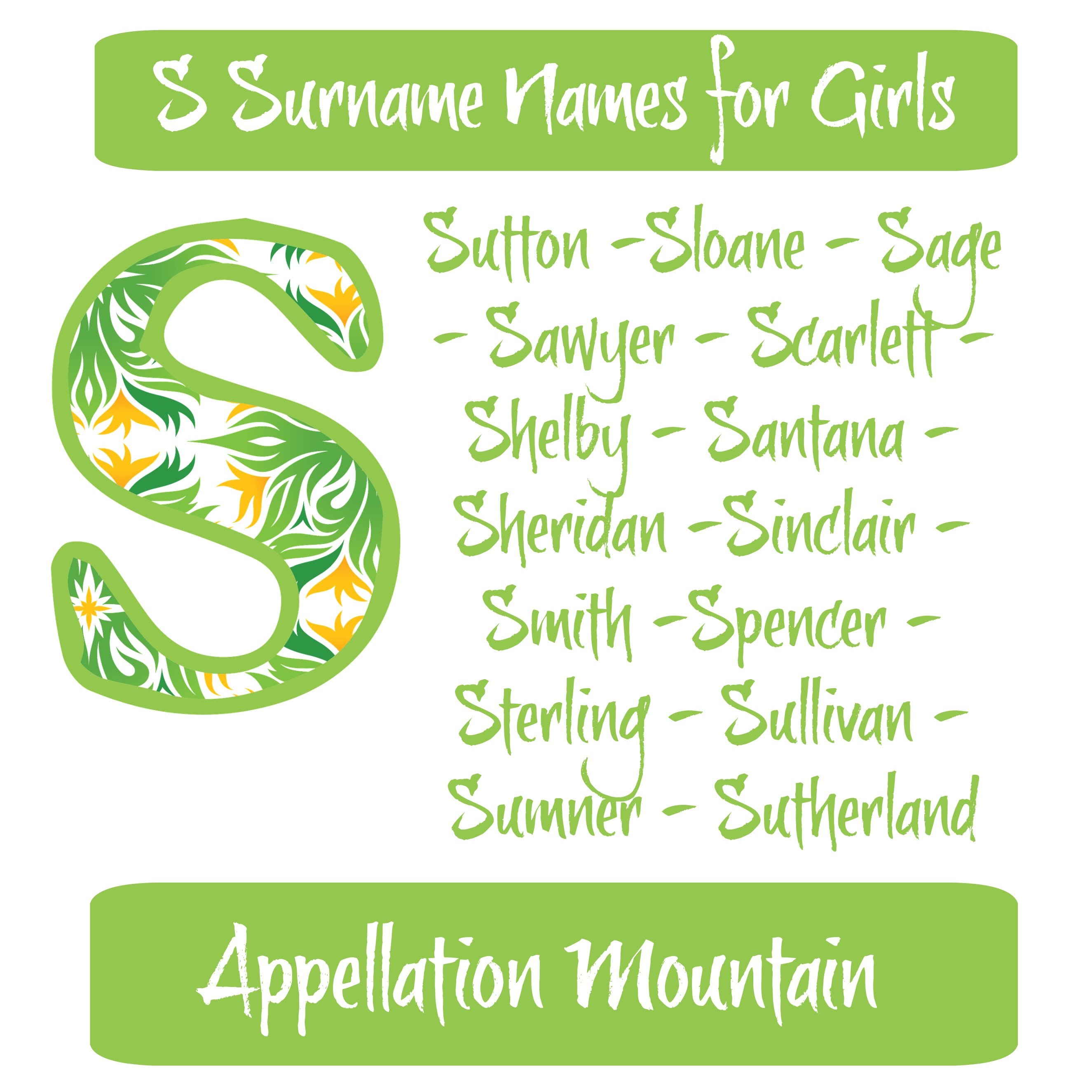 Sutton and Sloane: S Surname Names for Girls - Appellation Mountain