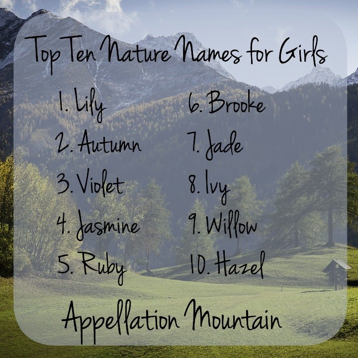 Most Popular Nature Names for Girls Appellation Mountain