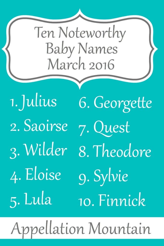 Noteworthy Baby Names March 2016