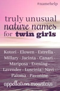 Name Help: Unusual Nature Naems for Twin Girls