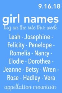 Girl Names 9.16.18