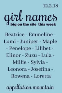 Girl Names 12.2.18