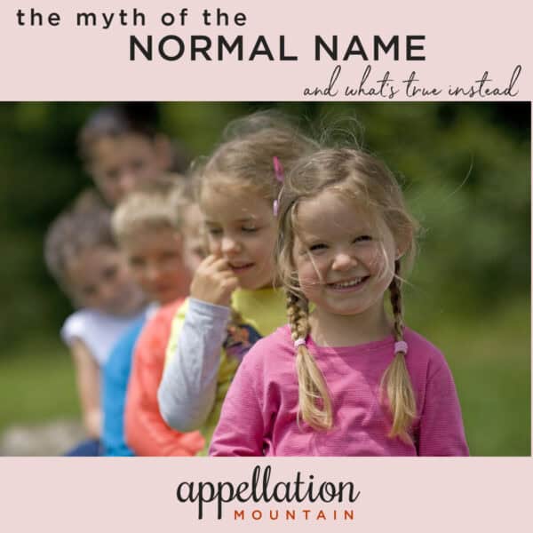 girl child wearing pink top with blonde braids with line of children behind her standing outside; myth of the normal name