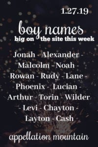 Boy Names: 1.27.19
