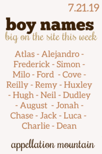 Boy Names: 7.21.19