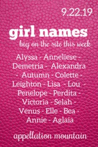 Girl Names 9.22.19