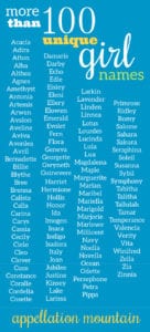 Unique Girl Names: Over 100 Wearable Choices - Appellation Mountain