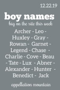 Boy Names: 12.22.19