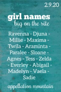 Girl Names: 2.9.20