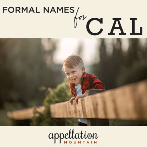 blonde boy in red plaid shirt outside on deck with evergreen trees; nickname Cal