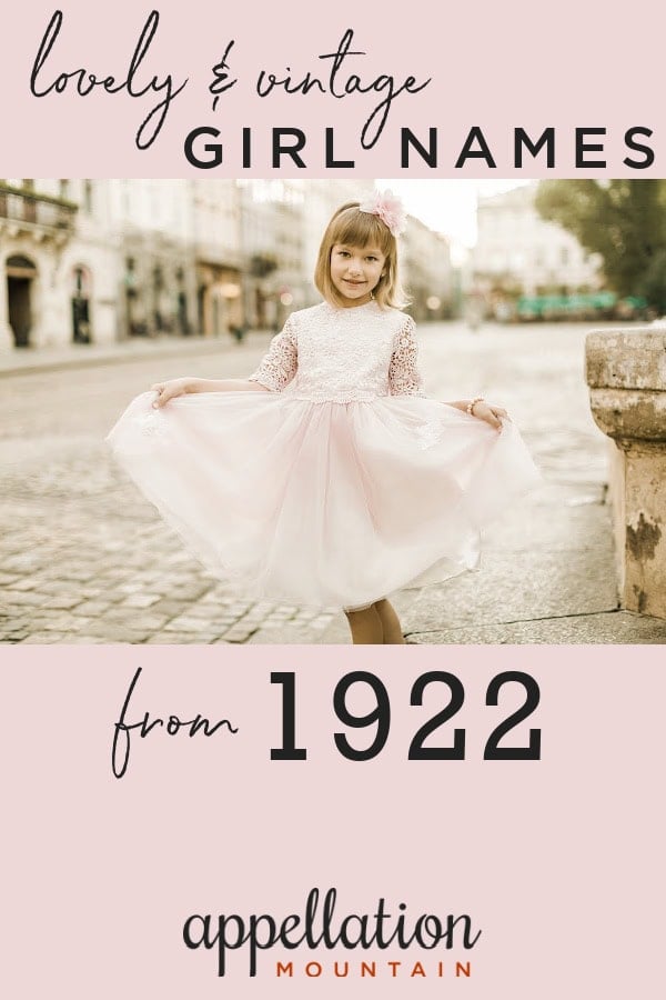 young girl wearing white dress standing on a street; 1922 girl names