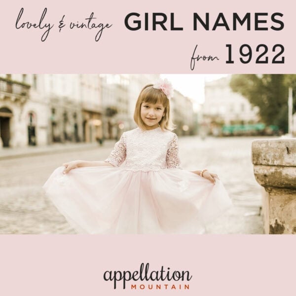 young girl wearing white dress standing on a street; 1922 girl names
