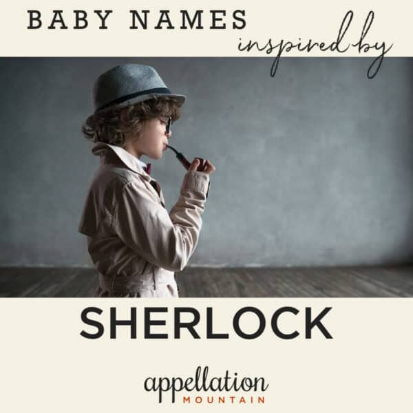 boy child wearing trench coat, fedora, and smoking pipe "Sherlock Holmes inspired baby names"