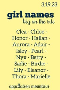 Girl Names 3.19.23