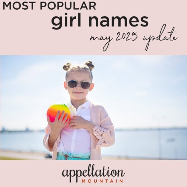 girl wearing sunglasses on the beach; "top 100 girl names 2025 update"