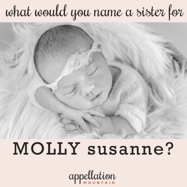 sleeping baby girl wearing headband on furry blanket, What would you name a sister for Molly Susanne?