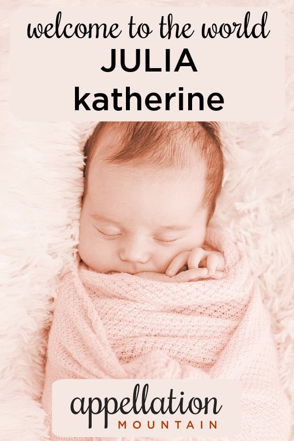 sleeping baby girl with blanket pulled up to her chin; welcome Julia Katherine