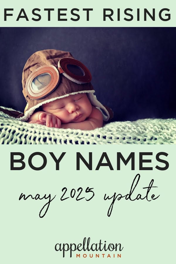 sleeping baby boy wearing old fashioned leather aviator helmet, lying on green blanket, "fastest rising boy names 2025"