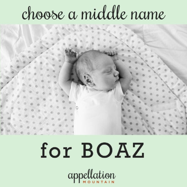 baby boy sleeping on blanket with his arms above his head; "choose a middle name for Boaz"