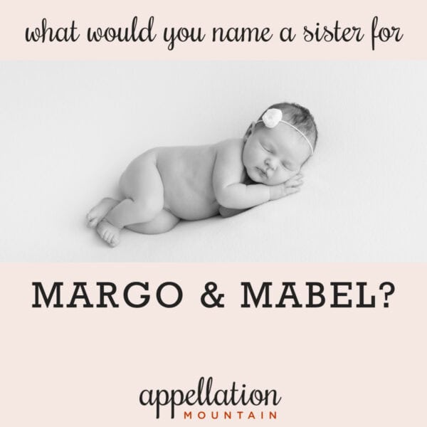 sleeping baby girl lying on blanket with flower in hair; name a sister for Margo and Mabel
