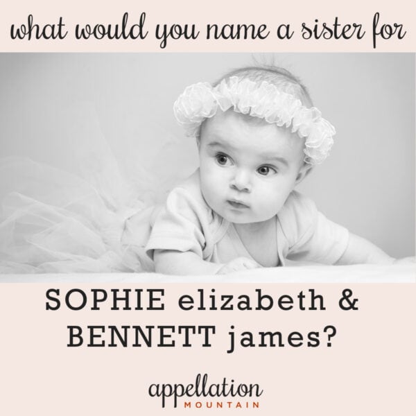 baby girl wearing white flower crown; a sister for Sophie and Bennett