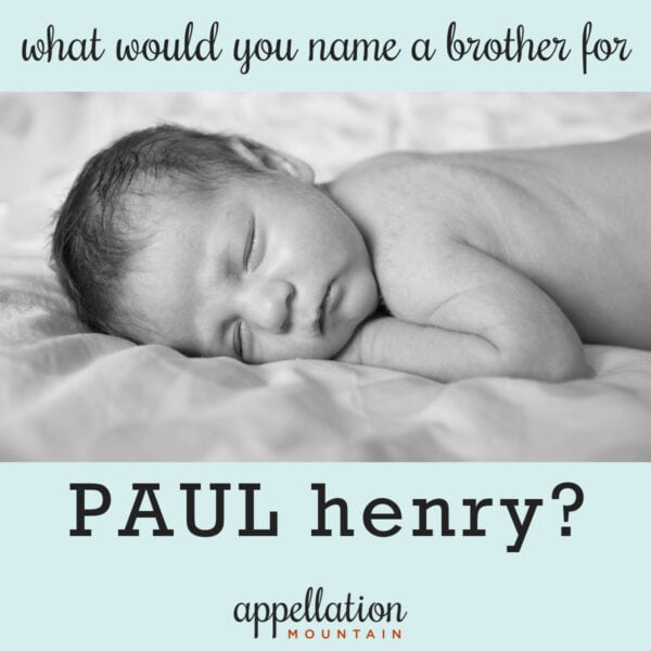 newborn baby boy with dark hair, sleeping on his stomach; name help: boy name like Paul