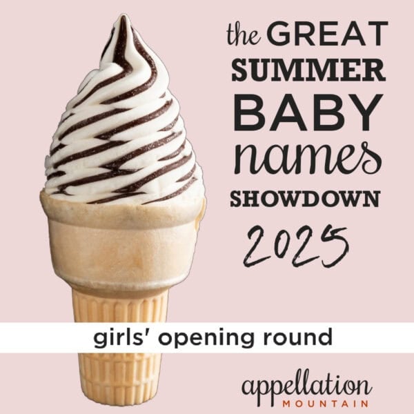 vanilla chocolate twist ice cream cone; "new names showdown 2025 girls opening round"