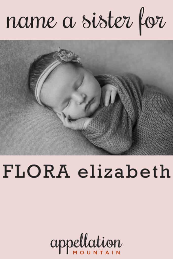 baby girl sleeping wearing headband wrapped in blanket "name a sister for Flora"