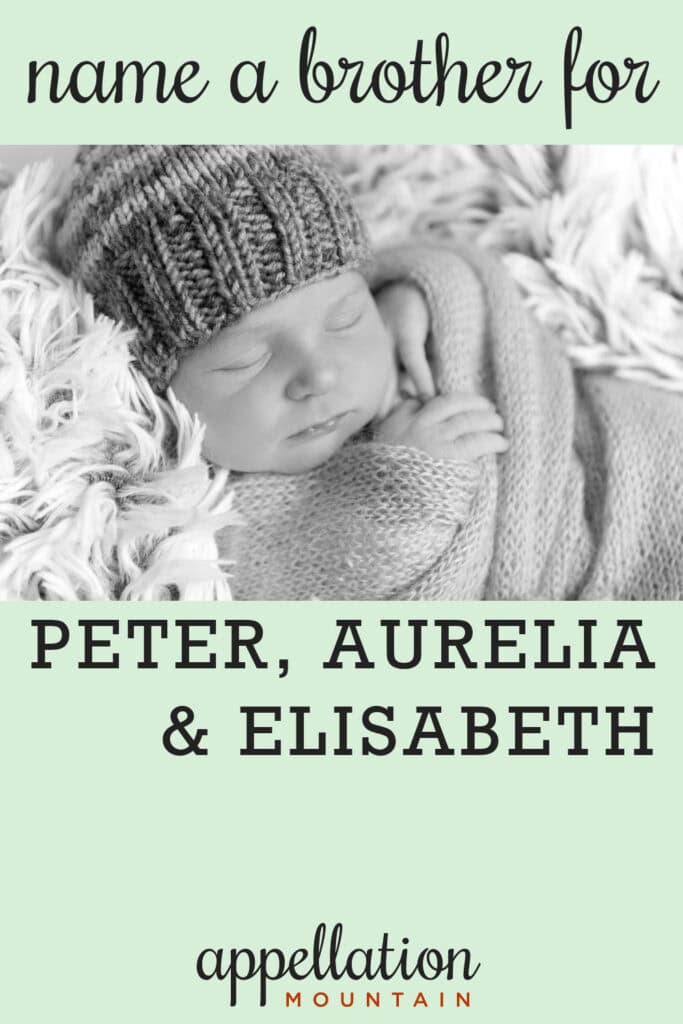 sleeping baby in knit hat wrapped in blanket; brother for Peter, Aurelia & Elisabeth