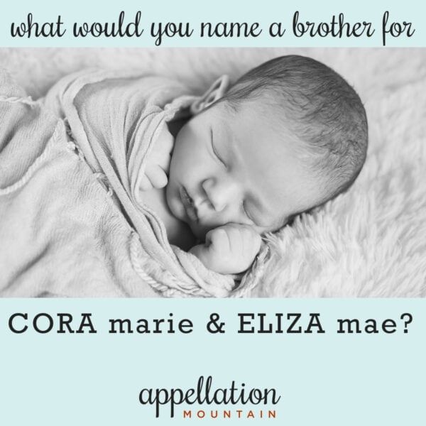 sleeping baby wrapped in blanket; brother for Cora and Eliza
