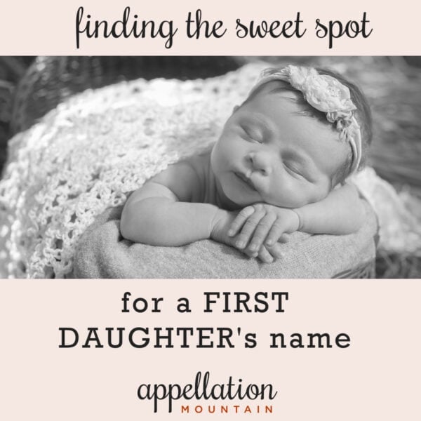 sleeping baby girl wearing headband resting in basket with blankets; finding a sweet spot name for a first daughter