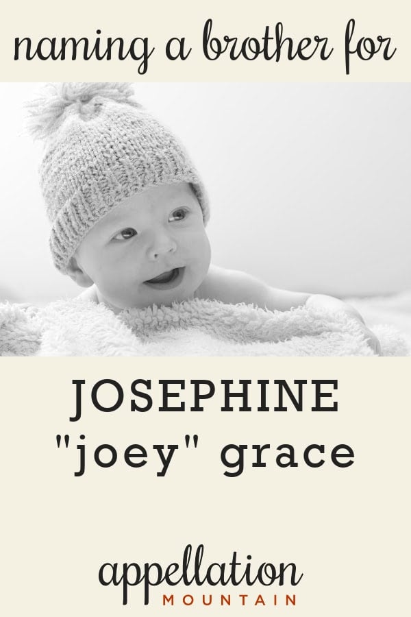 baby boy wearing knit hat; brother for Joey