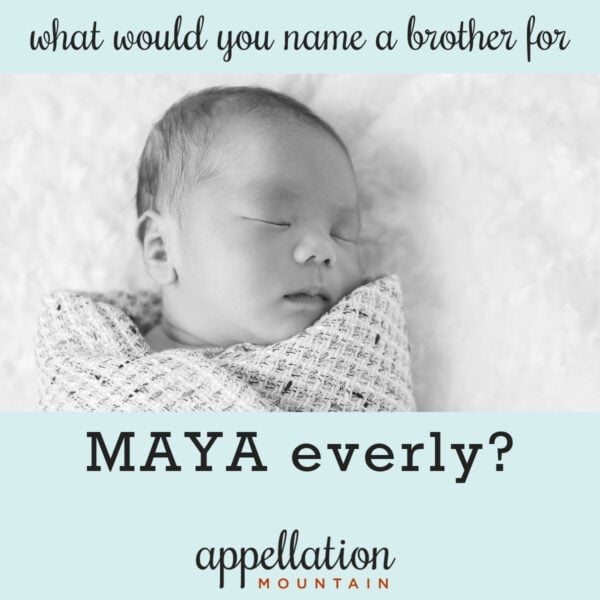 sleeping baby boy wrapped in blanket; Name Help: Boy Names like Maya