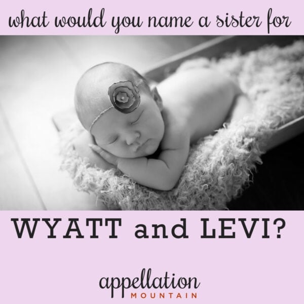 sleeping baby girl with floral headband, in basket with furry blanket; Naming a sister for Wyatt and Levi