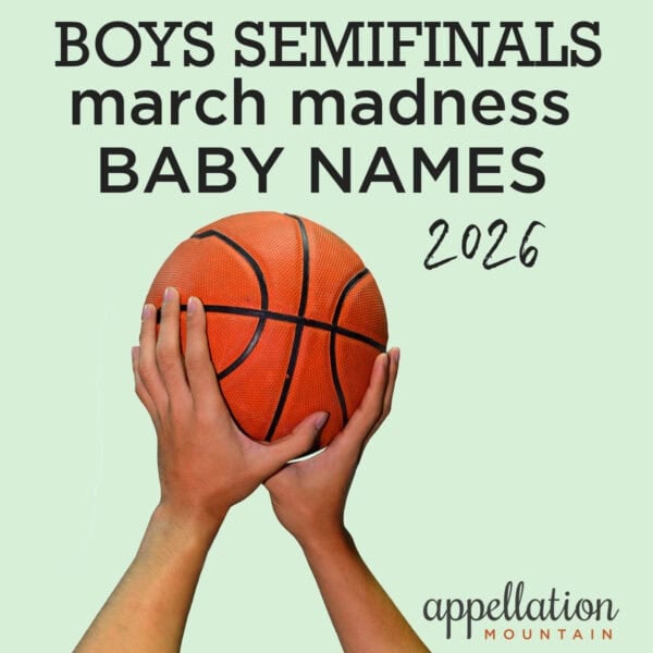 children's hands holding up a basketball; March Madness Baby Names 2026 Boys SemiFinals