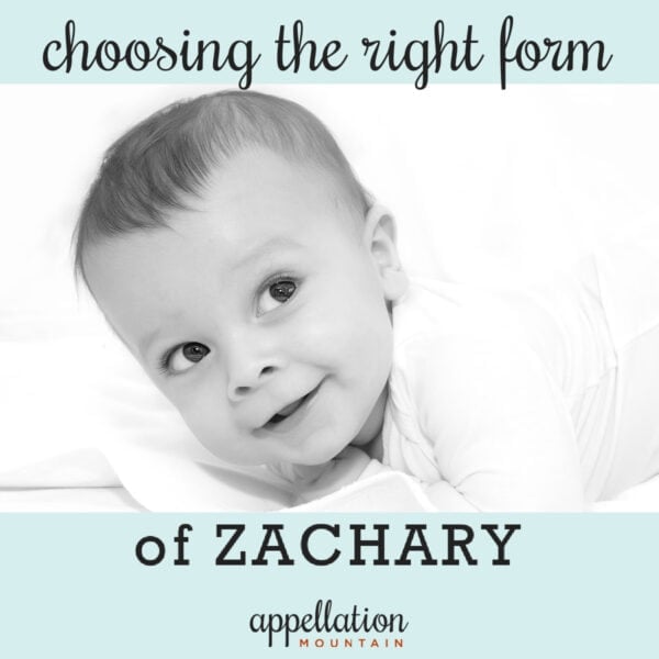 dark hair baby boy with mischievous look; choosing the right form of Zachary as an honor name