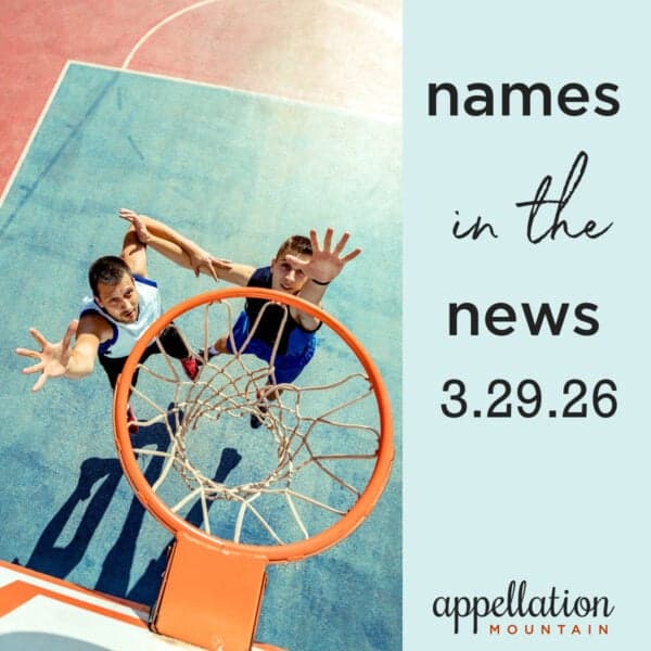 boys reaching for basketball hoop; baby names in the news 3.29.26