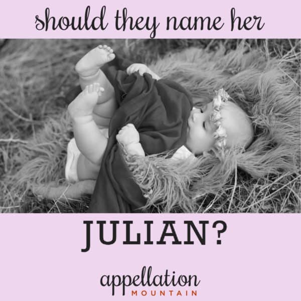 baby girl wearing flower wreath with blanket over her midsection; Julian for a girl