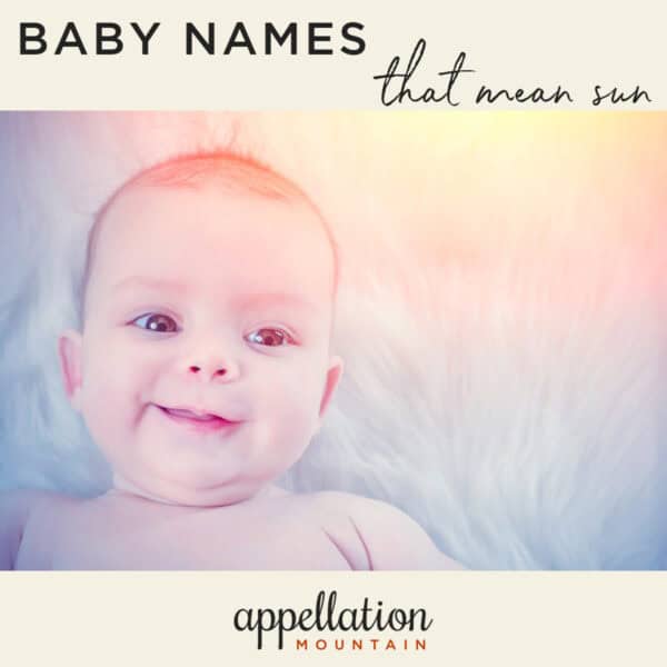 baby lying on blanket with bright sun coming in; baby names meaning sun
