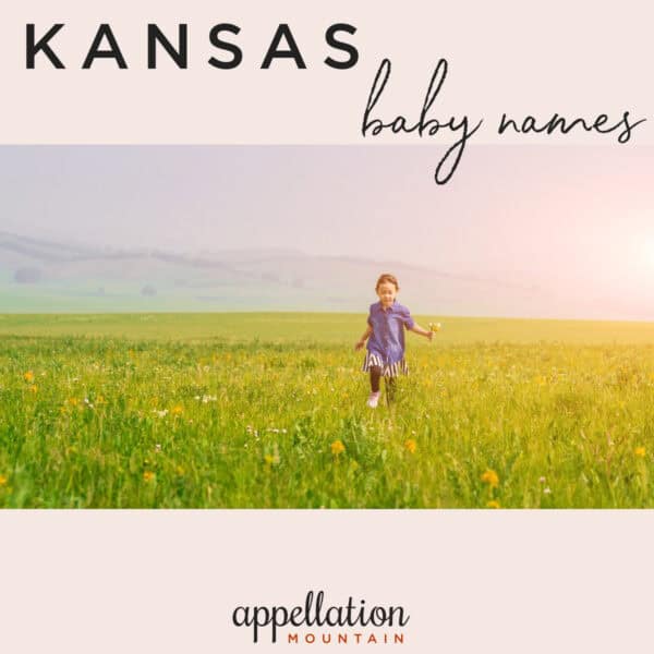 girl child walking through prairie; Kansas baby names