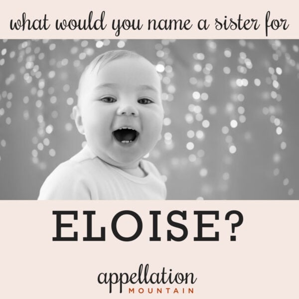 smiling baby sitting up with glittering streams in background; finding girl names rarer than Eloise
