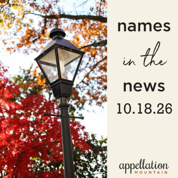 streetlight with autumn leaves; names in the news 10.18.26